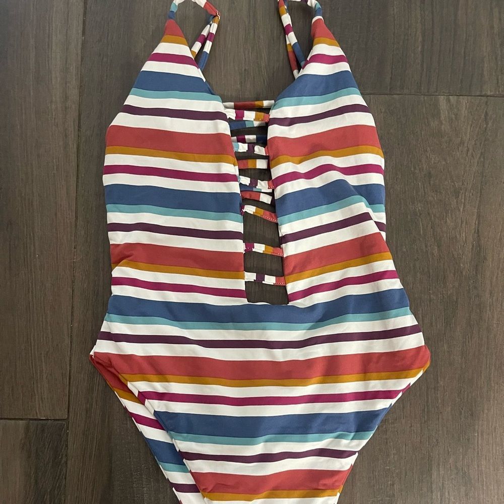 Montce Multicolor Striped Cage One Piece Swimsuit